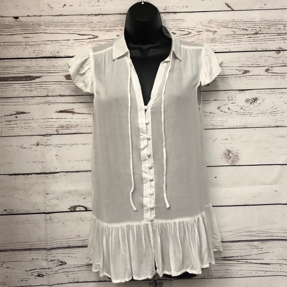 RETHM‎ button down ruffle baby doll blouse